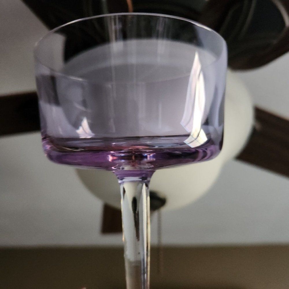 2 Block Watercolors Twilight Lilac Purple Alexandrite Neodymium Stemware Glass - Picture 5 of 8